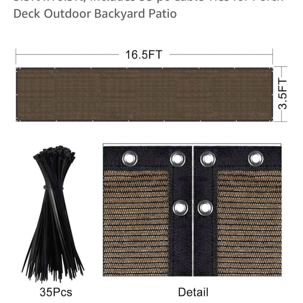 Brown Privacy Screen for Outdoor Patio. 3.5’x16.5’